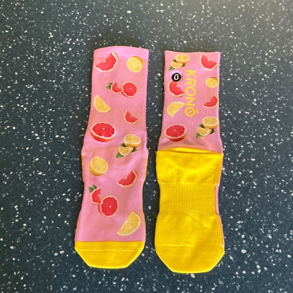 Pink and Yellow Fruit Print Socks